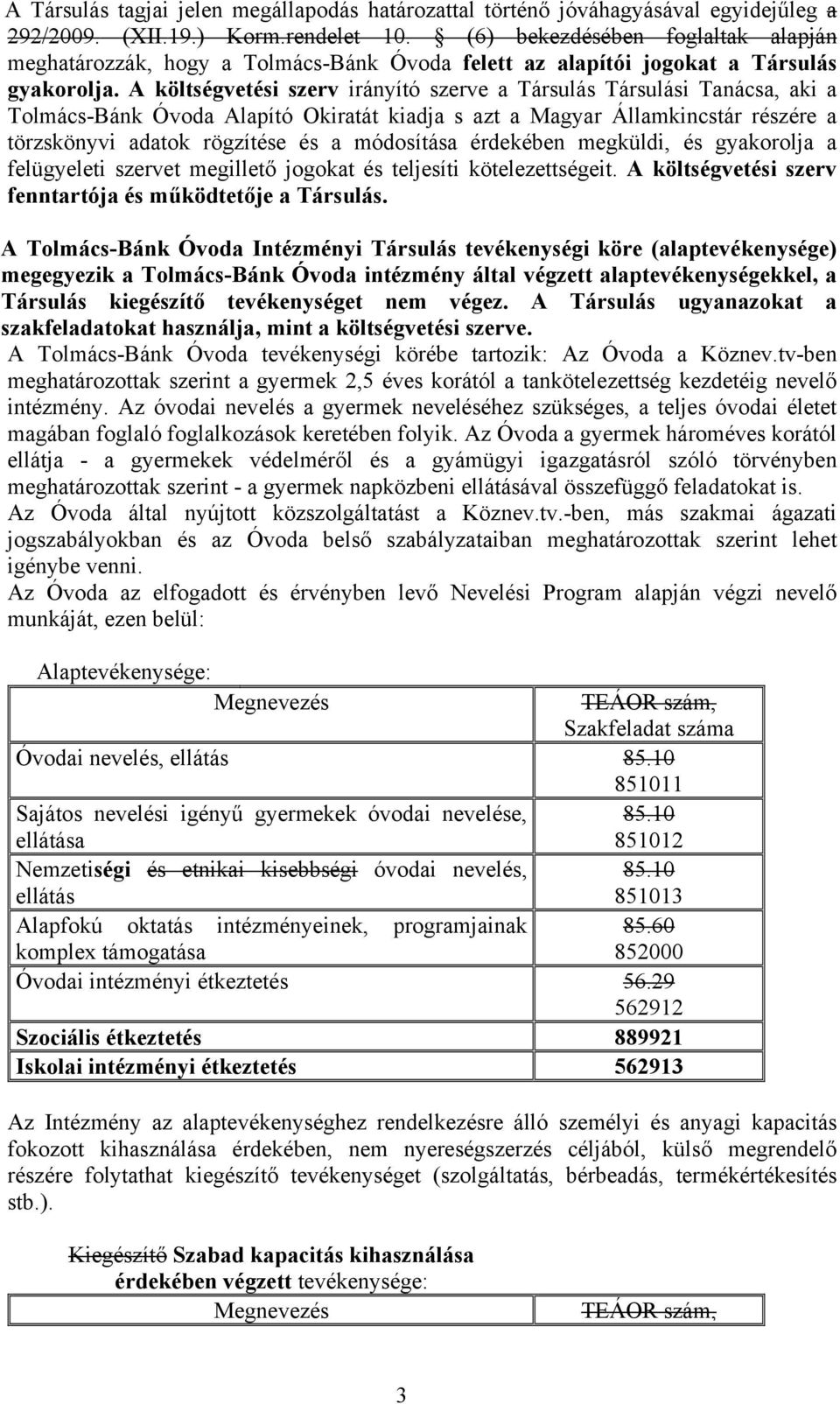 A költségvetési szerv irányító szerve a Társulás Társulási Tanácsa, aki a Tolmács-Bánk Óvoda Alapító Okiratát kiadja s azt a Magyar Államkincstár részére a törzskönyvi adatok rögzítése és a