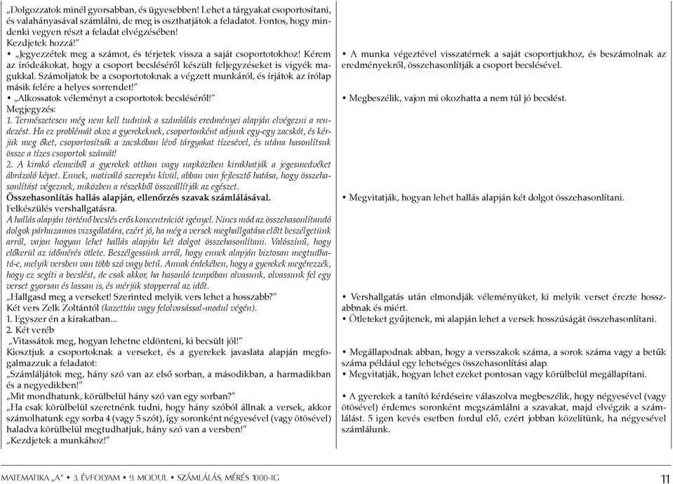 Kérem az íródeákokat, hogy a csoport becsléséről készült feljegyzéseket is vigyék magukkal. Számoljatok be a csoportotoknak a végzett munkáról, és írjátok az írólap másik felére a helyes sorrendet!