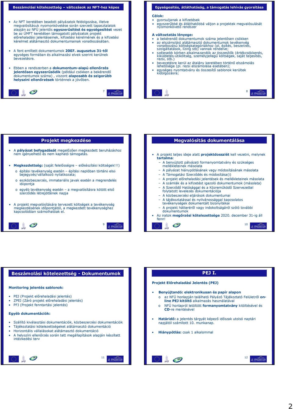 vonatkozásában. A fent említett dokumentumok 2007. augusztus 31-től egységes formában és alkalmazási elvek szerint kerülnek bevezetésre.