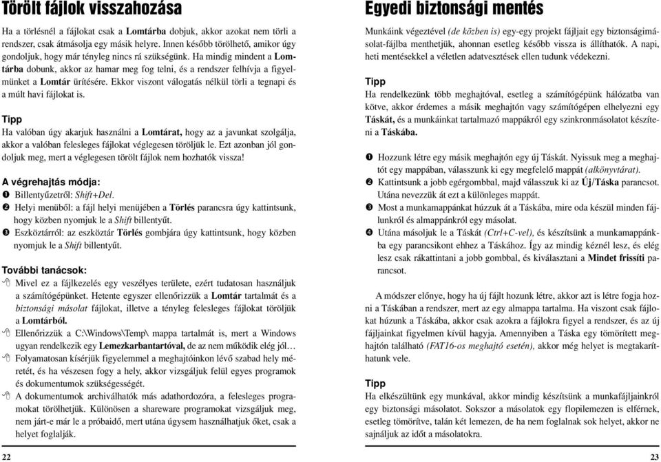 Ha mindig mindent a Lomtárba dobunk, akkor az hamar meg fog telni, és a rendszer felhívja a figyelmünket a Lomtár ürítésére. Ekkor viszont válogatás nélkül törli a tegnapi és a múlt havi fájlokat is.