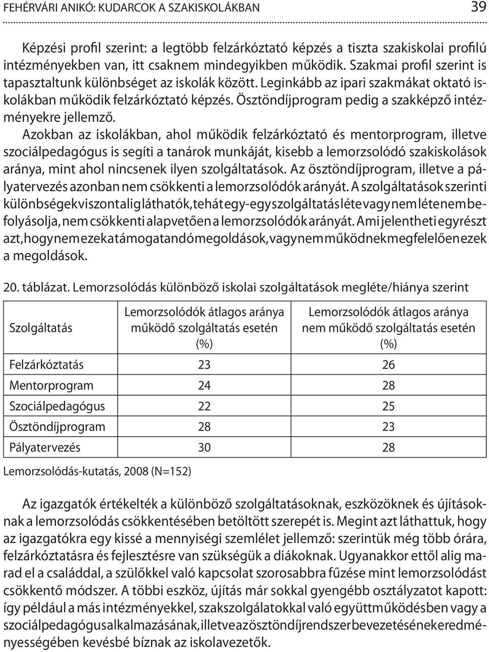 Ösztöndíjprogram pedig a szakképző intézményekre jellemző.