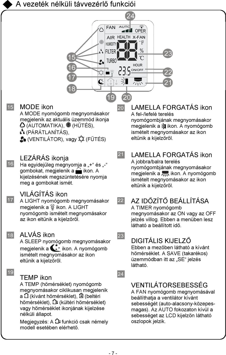 LAMELLA FORGATÁS ikon LEZÁRÁS ikonja A jobbra/balra terelés nyomógombjának megnyomásakor megjelenik a ikon. A nyomógomb ismételt megnyomásakor az ikon eltűnik a kijelzőről.