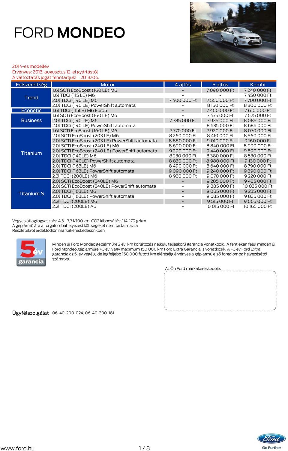 6l SCTi EcoBoost (160 LE) M6-7 475 000 Ft 7 625 000 Ft Business 2.0l TDCi (140 LE) M6 7 785 000 Ft 7 935 000 Ft 8 085 000 Ft 2.0l TDCi (140 LE) PowerShift automata - 8 535 000 Ft 8 685 000 Ft 1.
