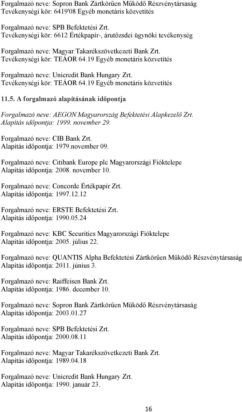 19 Egyéb monetáris közvetítés Forgalmazó neve: Unicredit Bank Hungary Zrt. Tevékenységi kör: TEÁOR 64.19 Egyéb monetáris közvetítés 11.5.