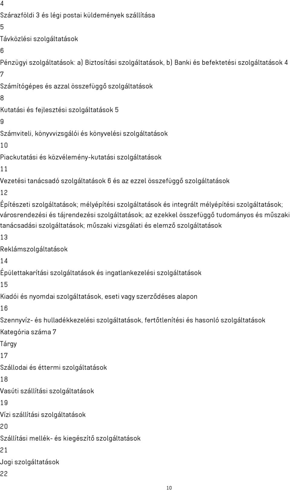 tanácsadó szolgáltatások 6 és az ezzel összefüggő szolgáltatások Építészeti szolgáltatások; mélyépítési szolgáltatások és integrált mélyépítési szolgáltatások; városrendezési és tájrendezési