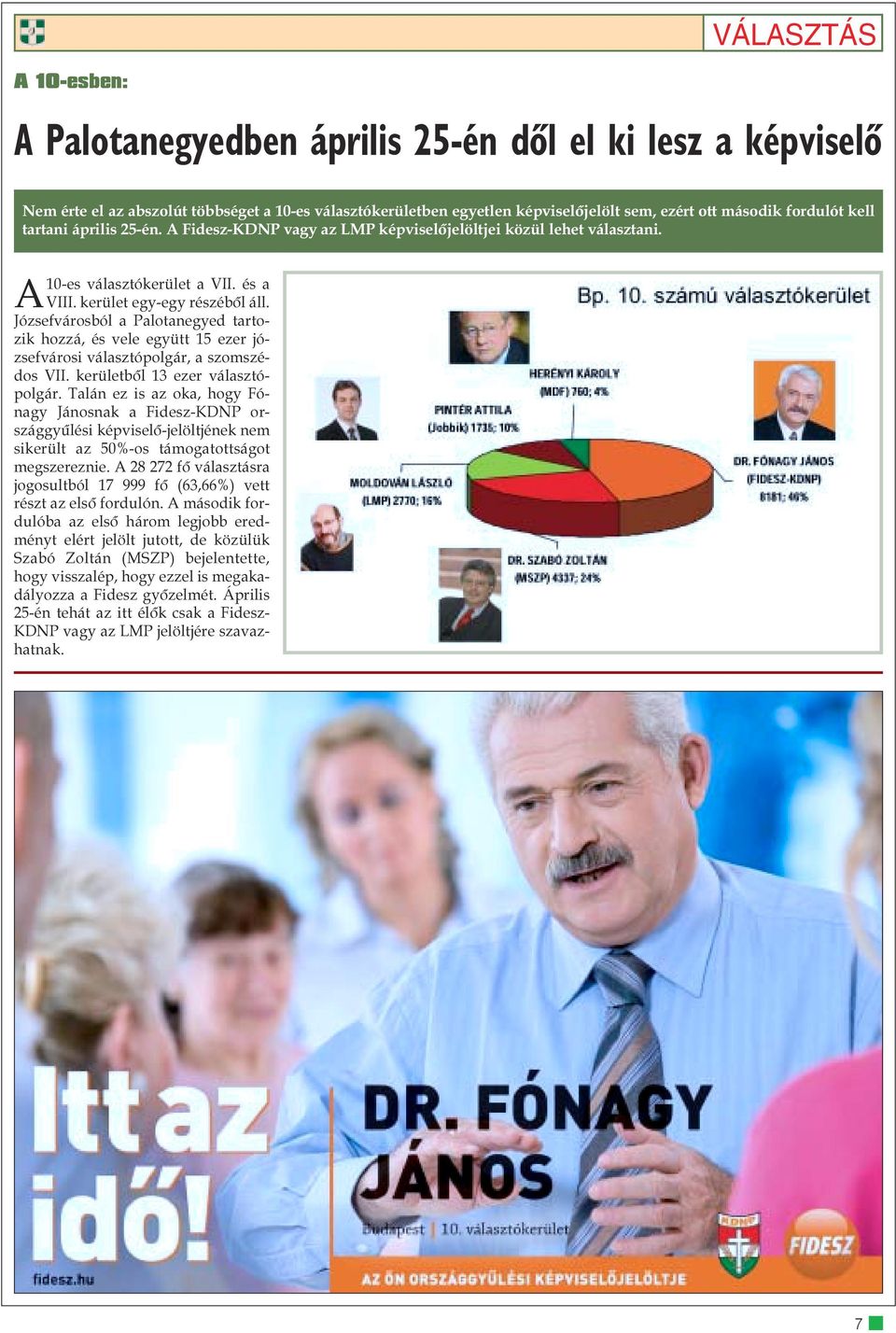 Józsefvárosból a Palotanegyed tartozik hozzá, és vele együtt 15 ezer józsefvárosi választópolgár, a szomszédos VII. kerületbõl 13 ezer választópolgár.
