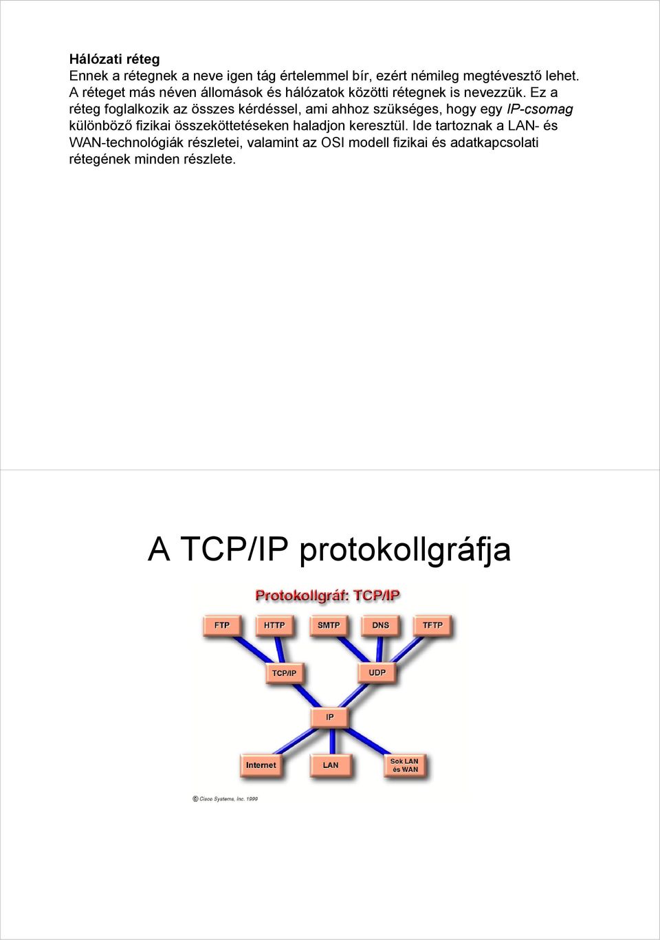 Ez a réteg foglalkozik az összes kérdéssel, ami ahhoz szükséges, hogy egy IP-csomag különböző fizikai