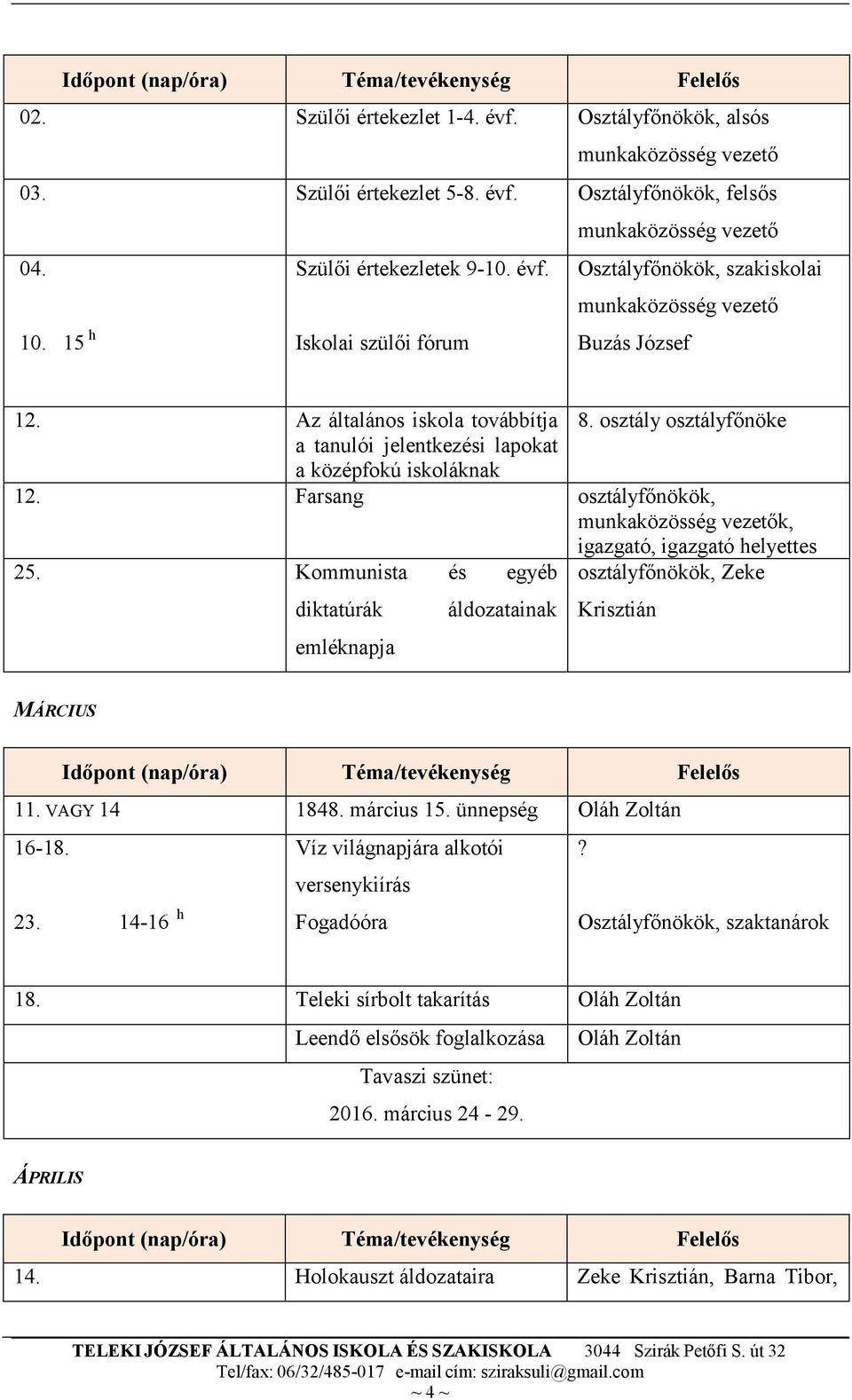 Farsang osztályfőnökök, k, igazgató, igazgató helyettes 25. Kommunista és egyéb osztályfőnökök, Zeke diktatúrák emléknapja áldozatainak Krisztián MÁRCIUS 11. VAGY 14 1848. március 15.