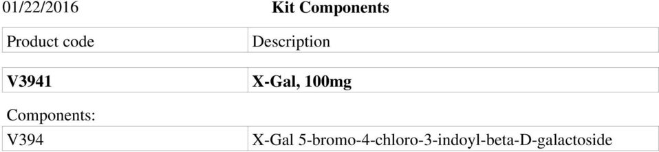 Description X-Gal, 100mg X-Gal