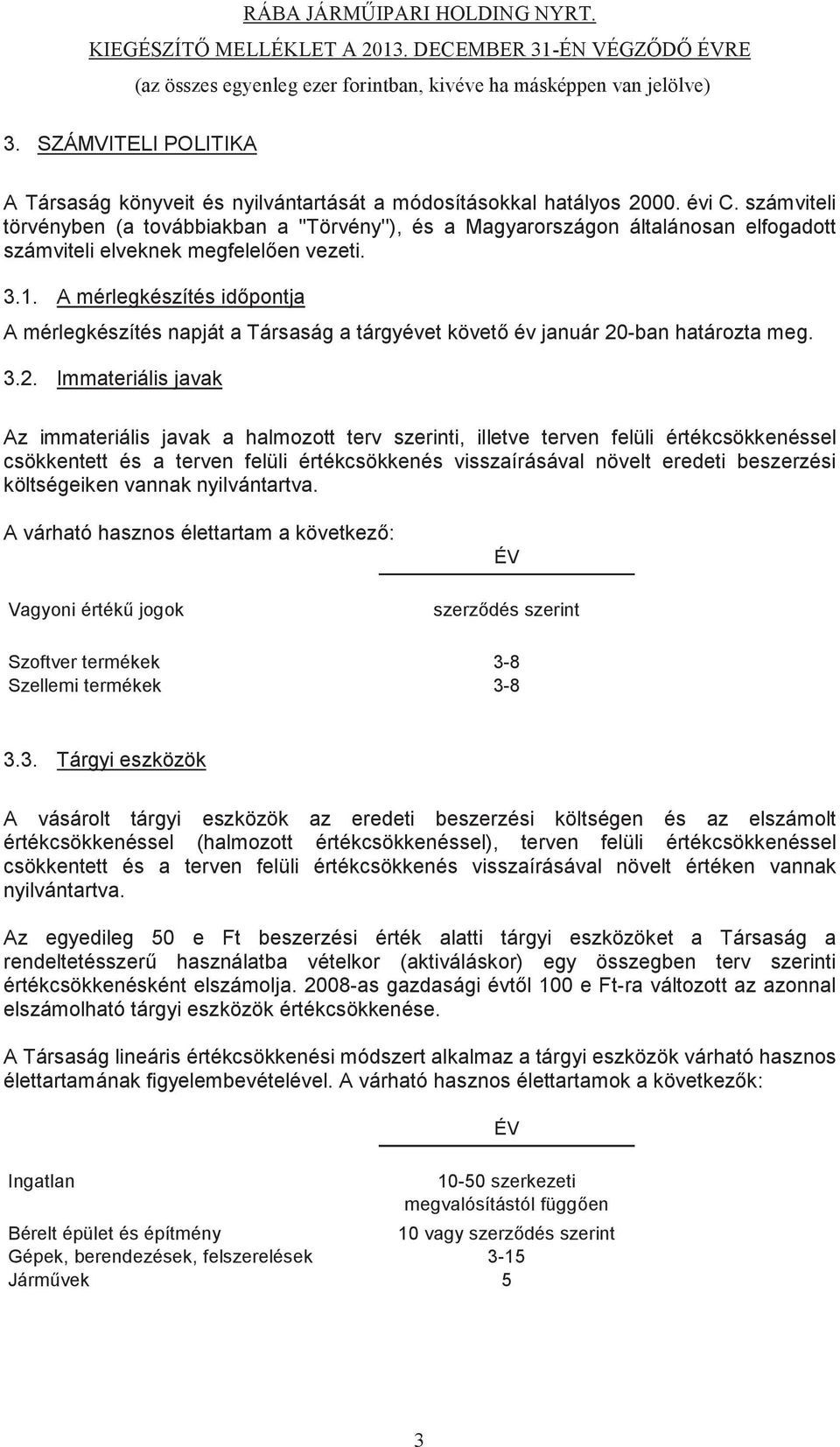 A mérlegkészítés idpontja A mérlegkészítés napját a Társaság a tárgyévet követ év január 20