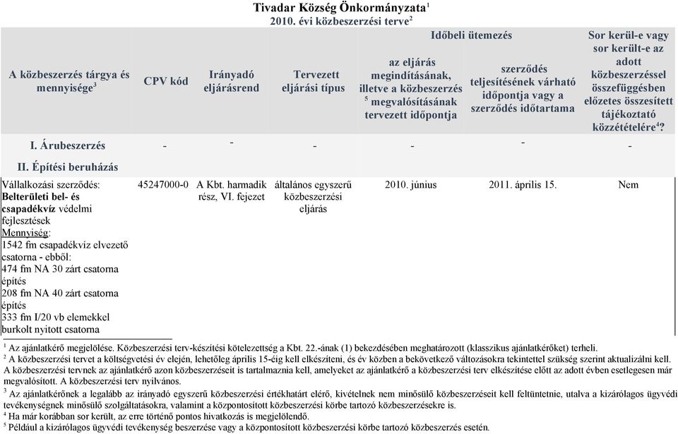 Sor kerül-e vagy sor került-e az adott közbeszerzéssel összefüggésben előzetes összesített tájékoztató közzétételére 4? I. Árubeszerzés - - - - - - II.