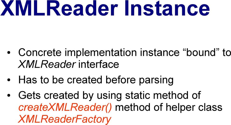parsing Gets created by using static method of