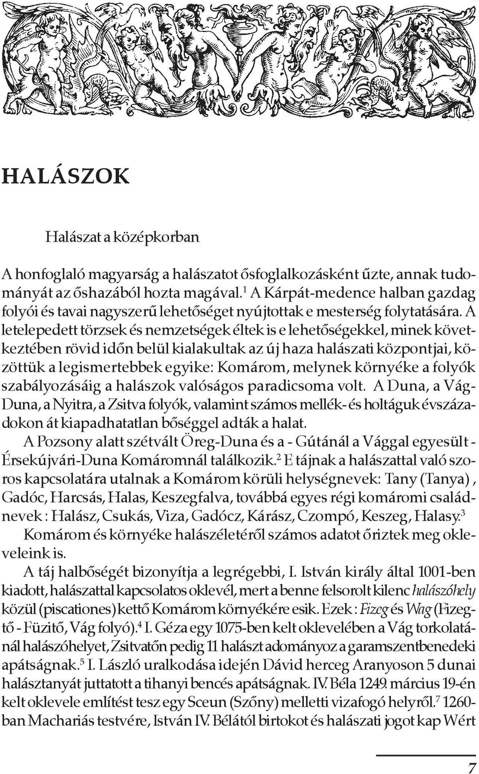 A letelepedett törzsek és nemzetségek éltek is e lehetõségekkel, minek következtében rövid idõn belül kialakultak az új haza halászati központjai, közöttük a legismertebbek egyike: Komárom, melynek