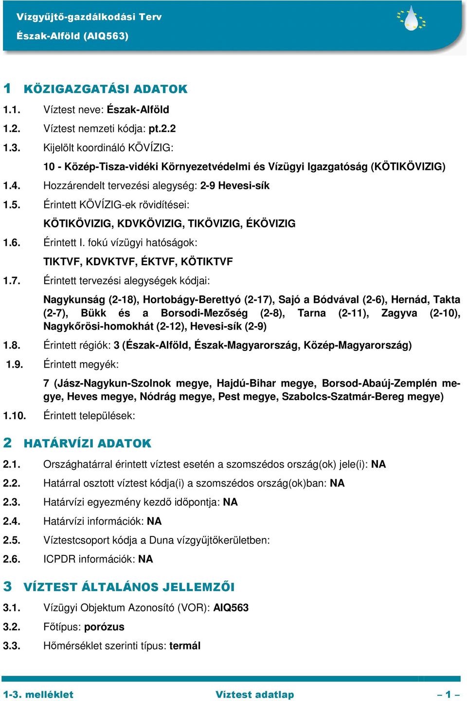 Érintett KÖVÍZIG-ek rövidítései: KÖTIKÖVIZIG, KDVKÖVIZIG, TIKÖVIZIG, ÉKÖVIZIG 1.6. Érintett I. fokú vízügyi hatóságok: TIKTVF, KDVKTVF, ÉKTVF, KÖTIKTVF 1.7.
