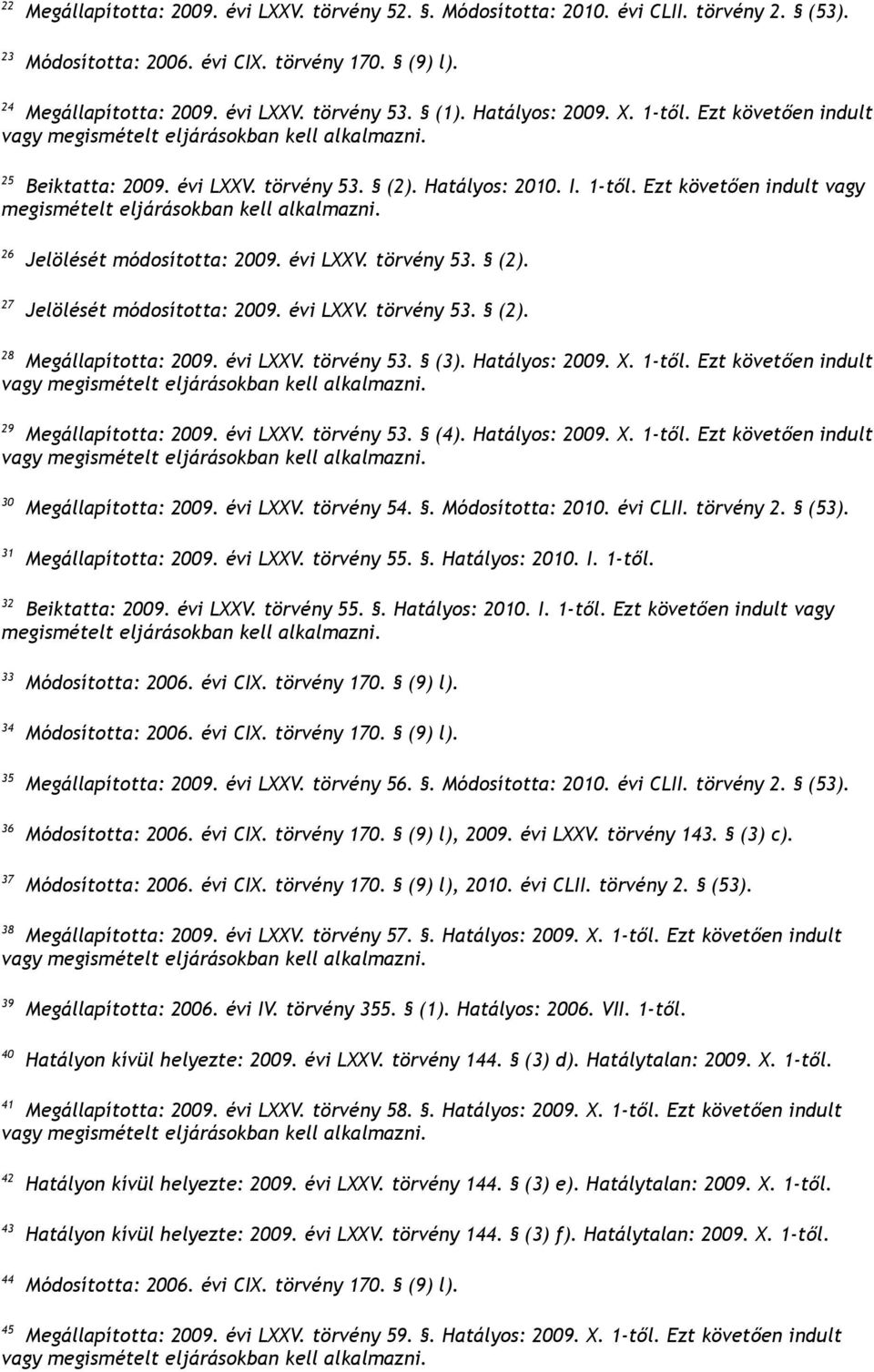 évi LXXV. törvény 53. (2). 28 Megállapította: 2009. évi LXXV. törvény 53. (3). Hatályos: 2009. X. 1-től. Ezt követően indult 29 Megállapította: 2009. évi LXXV. törvény 53. (4). Hatályos: 2009. X. 1-től. Ezt követően indult 30 Megállapította: 2009.