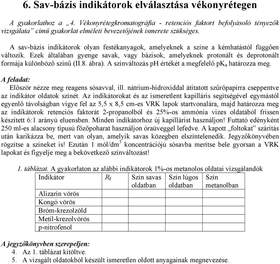 A sav-bázis indikátorok olyan festékanyagok, amelyeknek a színe a kémhatástól függően változik.