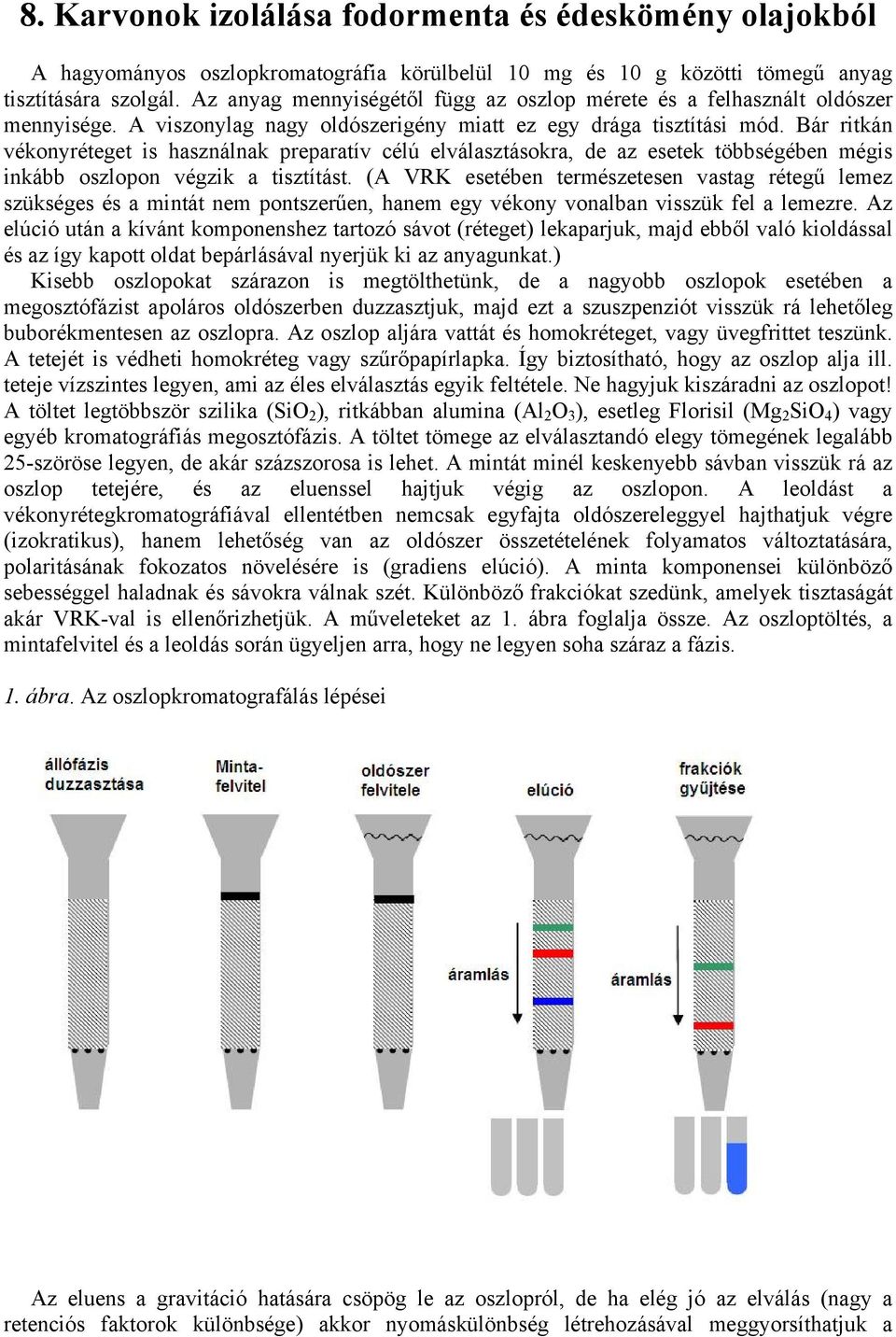 Bár ritkán vékonyréteget is használnak preparatív célú elválasztásokra, de az esetek többségében mégis inkább oszlopon végzik a tisztítást.