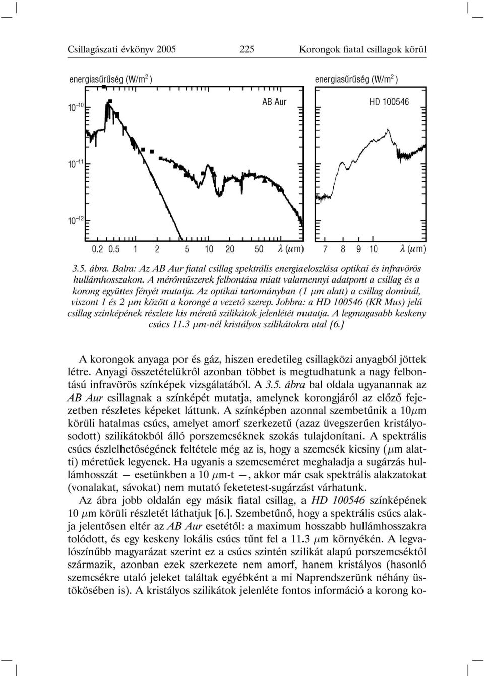 Az optikai tartományban (1 µm alatt) a csillag dominál, viszont 1 és 2 µm között a korongé a vezet szerep.