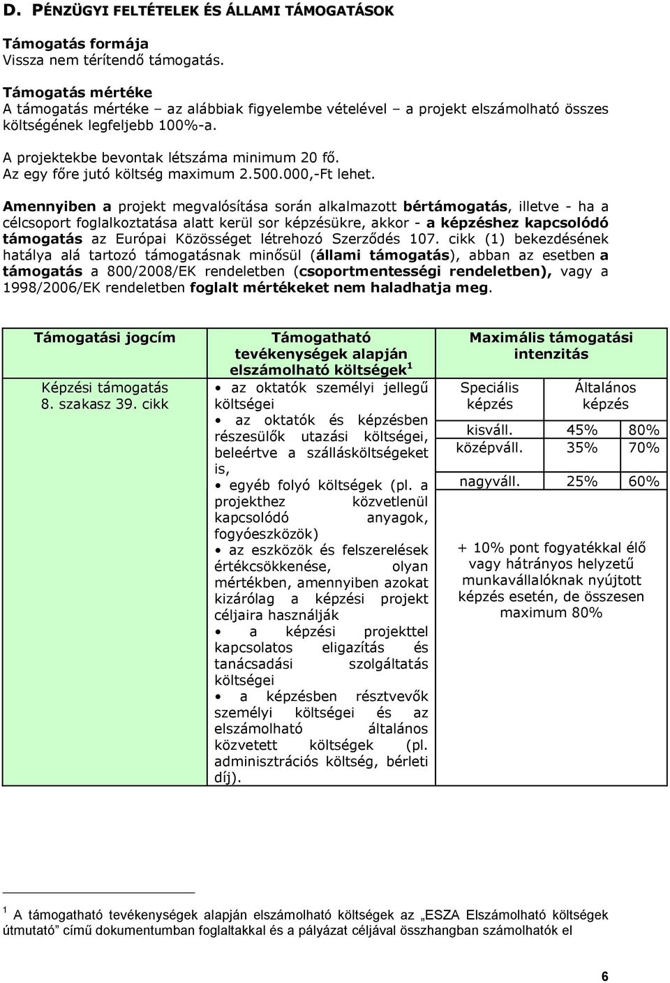 Az egy főre jutó költség maximum 2.500.000,-Ft lehet.