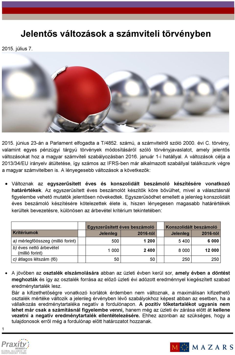 A változások célja a 2013/34/EU irányelv átültetése, így számos az IFRS-ben már alkalmazott szabállyal találkozunk végre a magyar számvitelben is.