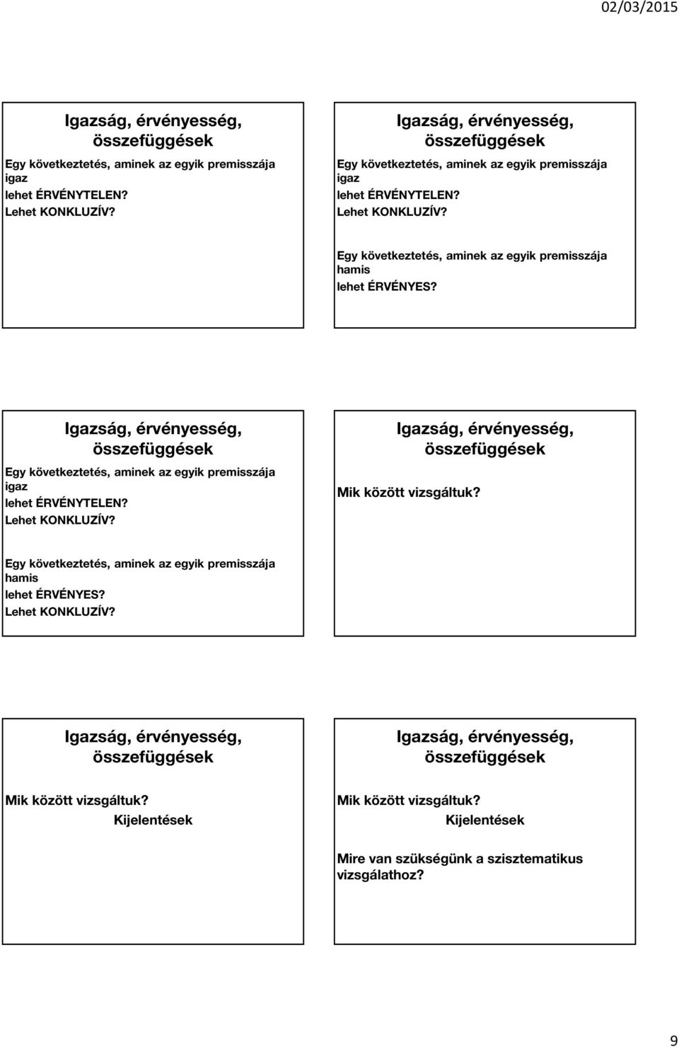 Kijelentések Mire van szükségünk a szisztematikus vizsgálathoz? Kijelentés-logika (propozicionális logika) 9