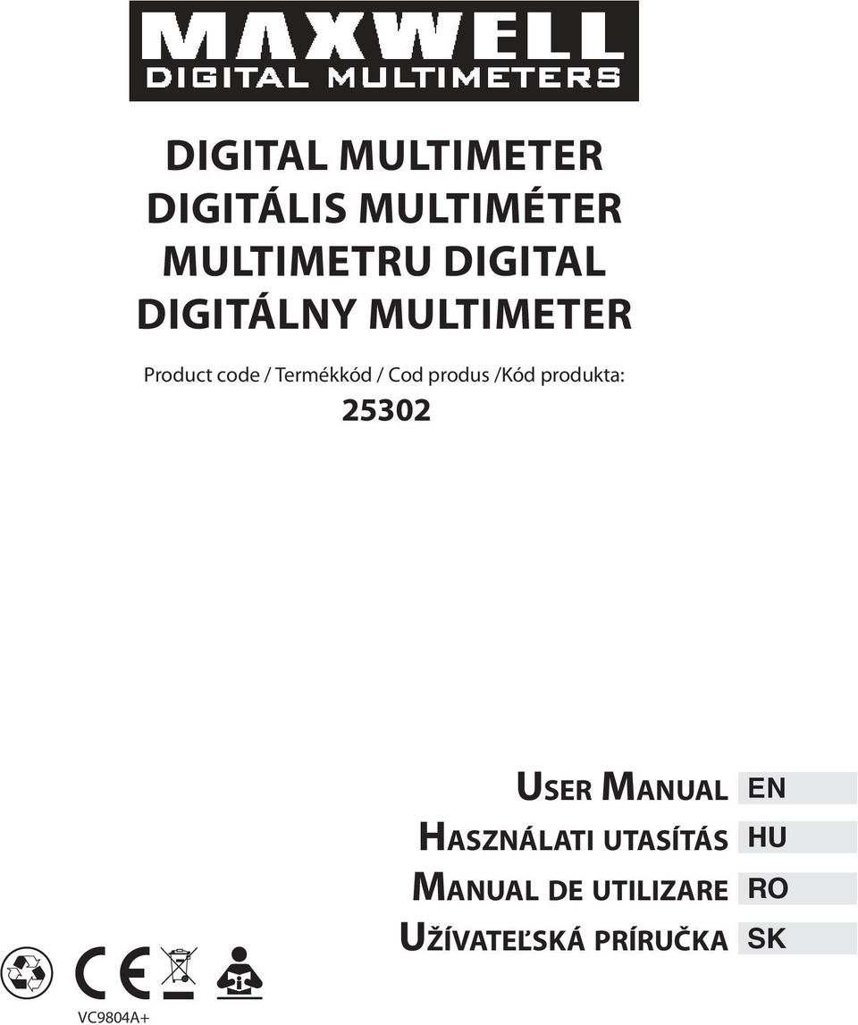 /Kód produkta: 25302 User Manual Használati utasítás