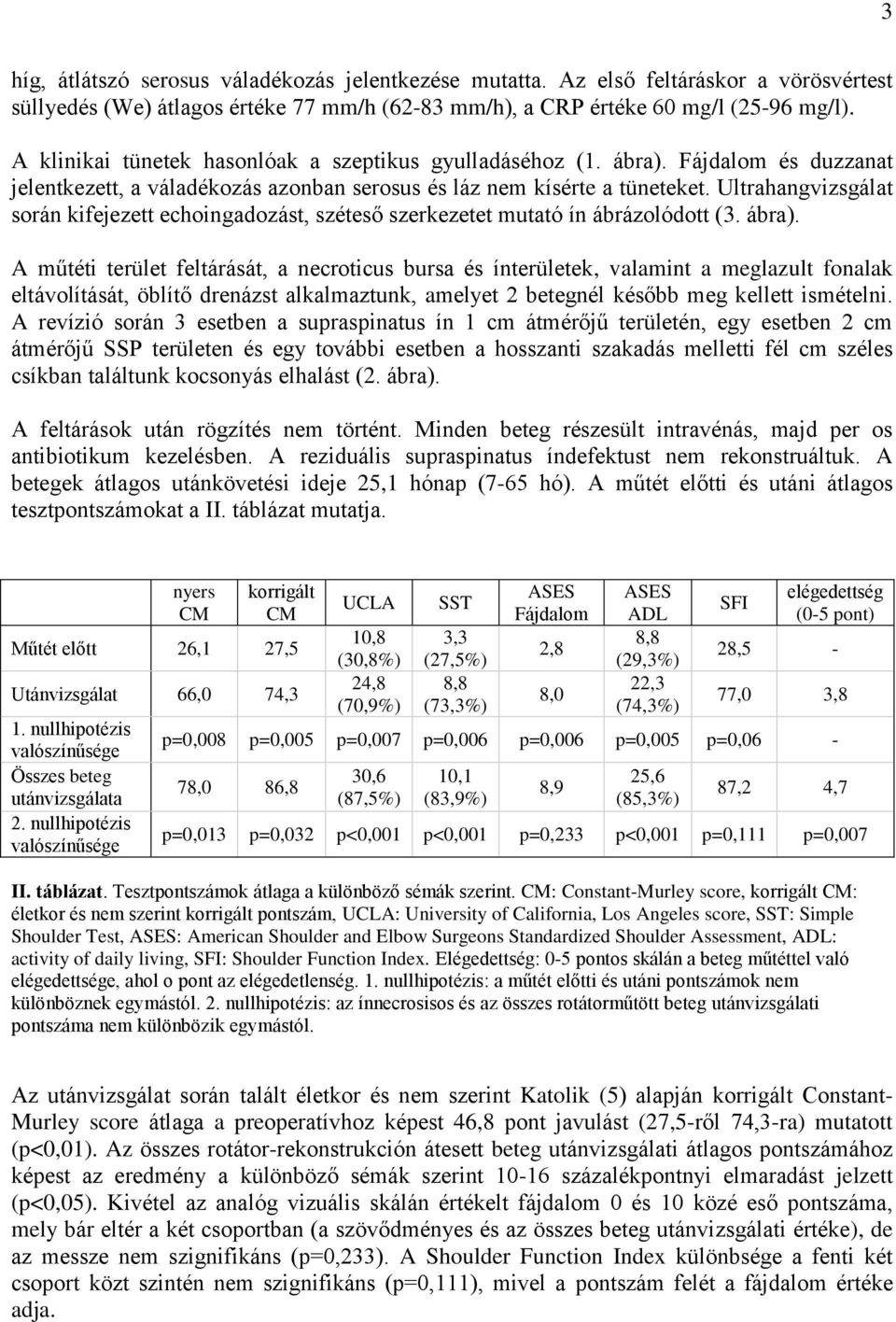 Ultrahangvizsgálat során kifejezett echoingadozást, széteső szerkezetet mutató ín ábrázolódott (3. ábra).