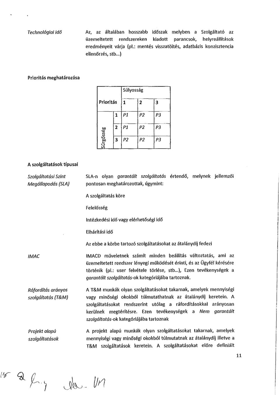 "-0 3 P2 P2 P3 A szlgáltatásk típusai Szlgáltatási Szint Megállapdás (SLA) SLA-n lyan garantált pntsan meghatárzttak, úgymint: szlgáltatás értendő, melynek jellemzői A szlgáltatás köre elelősség