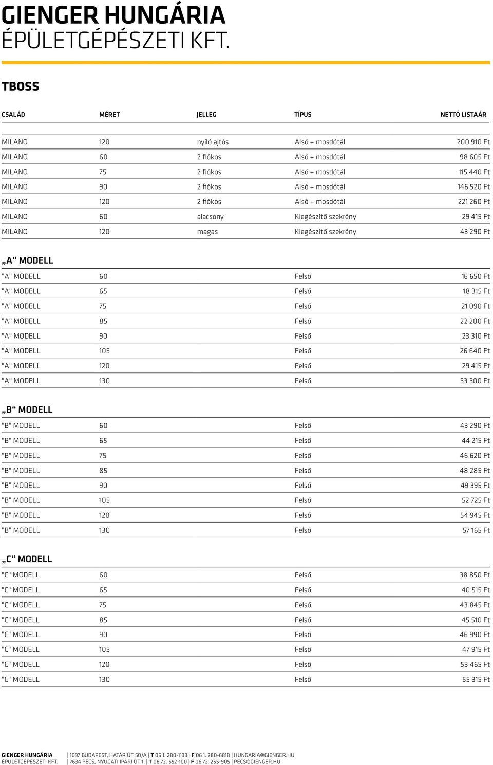 "A" MODELL 75 Felső 21 090 Ft "A" MODELL 85 Felső 22 200 Ft "A" MODELL 90 Felső 23 310 Ft "A" MODELL 105 Felső 26 640 Ft "A" MODELL 120 Felső 29 415 Ft "A" MODELL 130 Felső 33 300 Ft B MODELL "B"