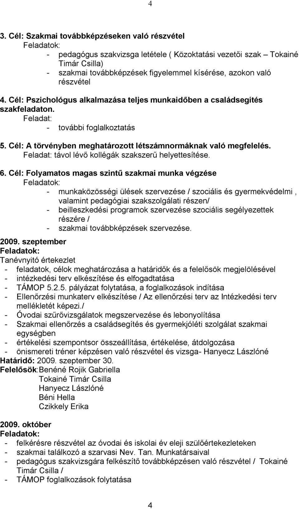 Feladat: távol lévő kollégák szakszerű helyettesítése. 6.