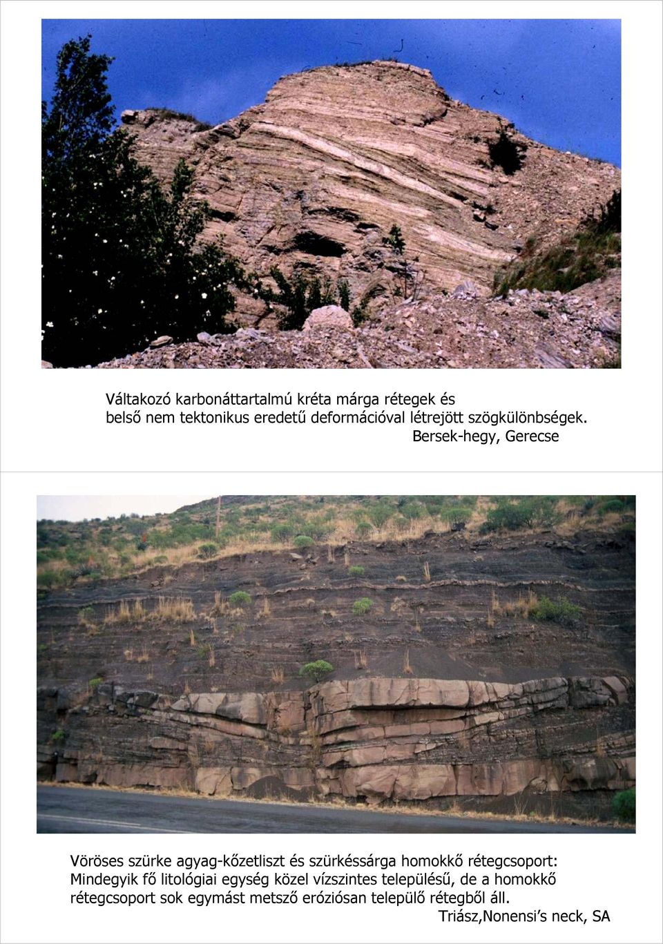 Bersek-hegy, Gerecse Vöröses szürke agyag-kőzetliszt és szürkéssárga homokkő rétegcsoport: