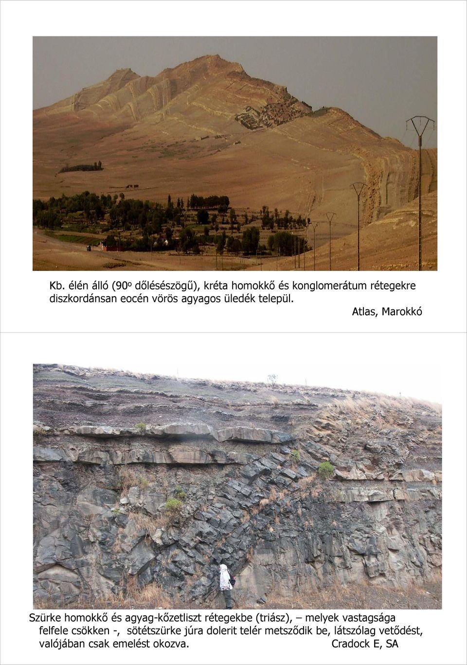 Atlas, Marokkó Szürke homokkő és agyag-kőzetliszt rétegekbe (triász), melyek