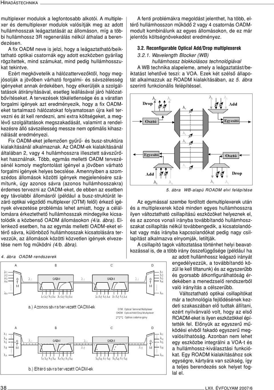 A fix OADM neve is jelzi, hogy a leágaztatható/beiktatható optikai csatornák egy adott eszközben gyárilag rögzítettek, mind számukat, mind pedig hullámhosszukat tekintve.