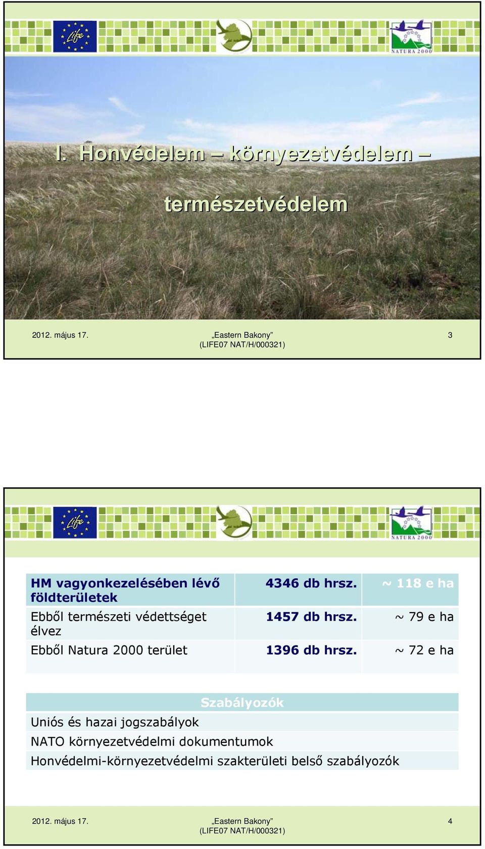 ~ 79 e ha élvez Ebből Natura 2000 terület 1396 db hrsz.