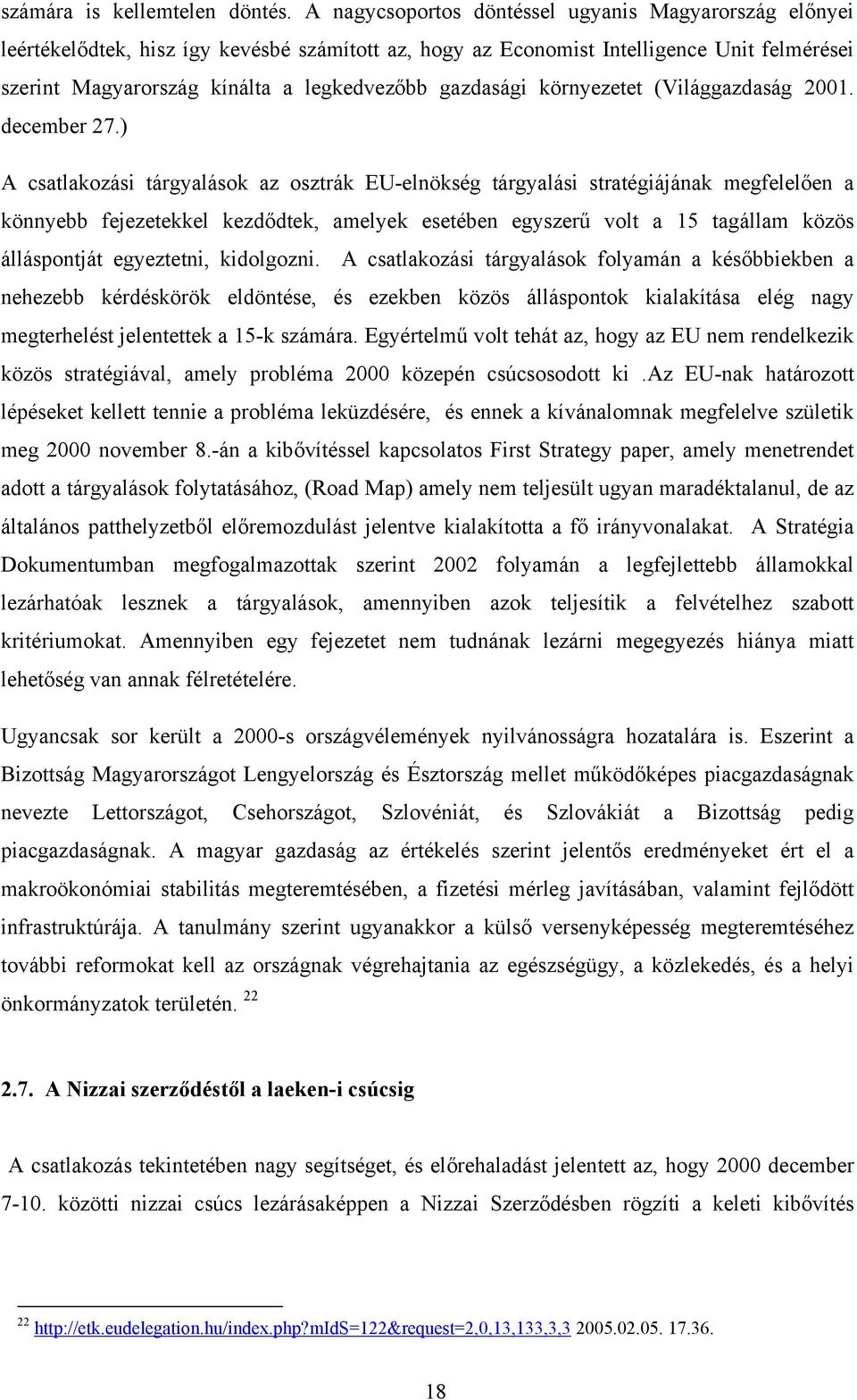 gazdasági környezetet (Világgazdaság 2001. december 27.