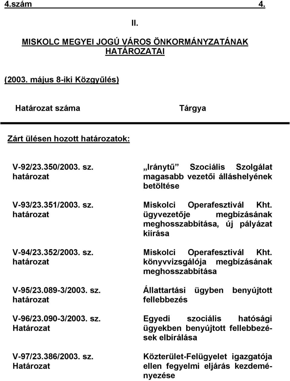 ügyvezetője megbízásának meghosszabbítása, új pályázat kiírása Miskolci Operafesztivál Kht.