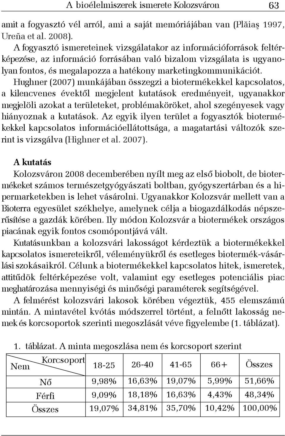 Hughner (2007) munkájában összegzi a biotermékekkel kapcsolatos, a kilencvenes évektõl megjelent kutatások eredményeit, ugyanakkor megjelöli azokat a területeket, problémaköröket, ahol szegényesek