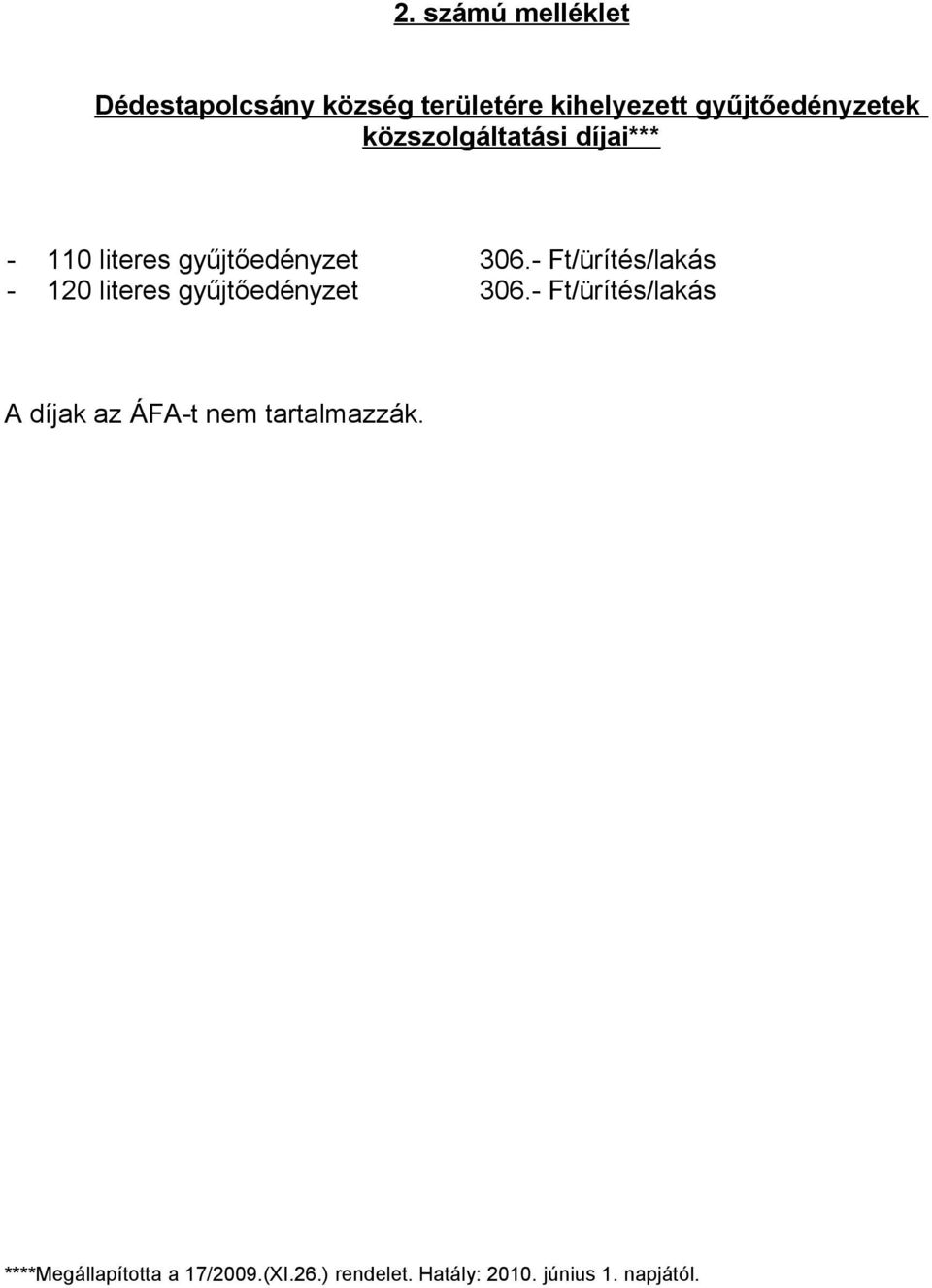 - Ft/ürítés/lakás - 120 literes gyűjtőedényzet 306.