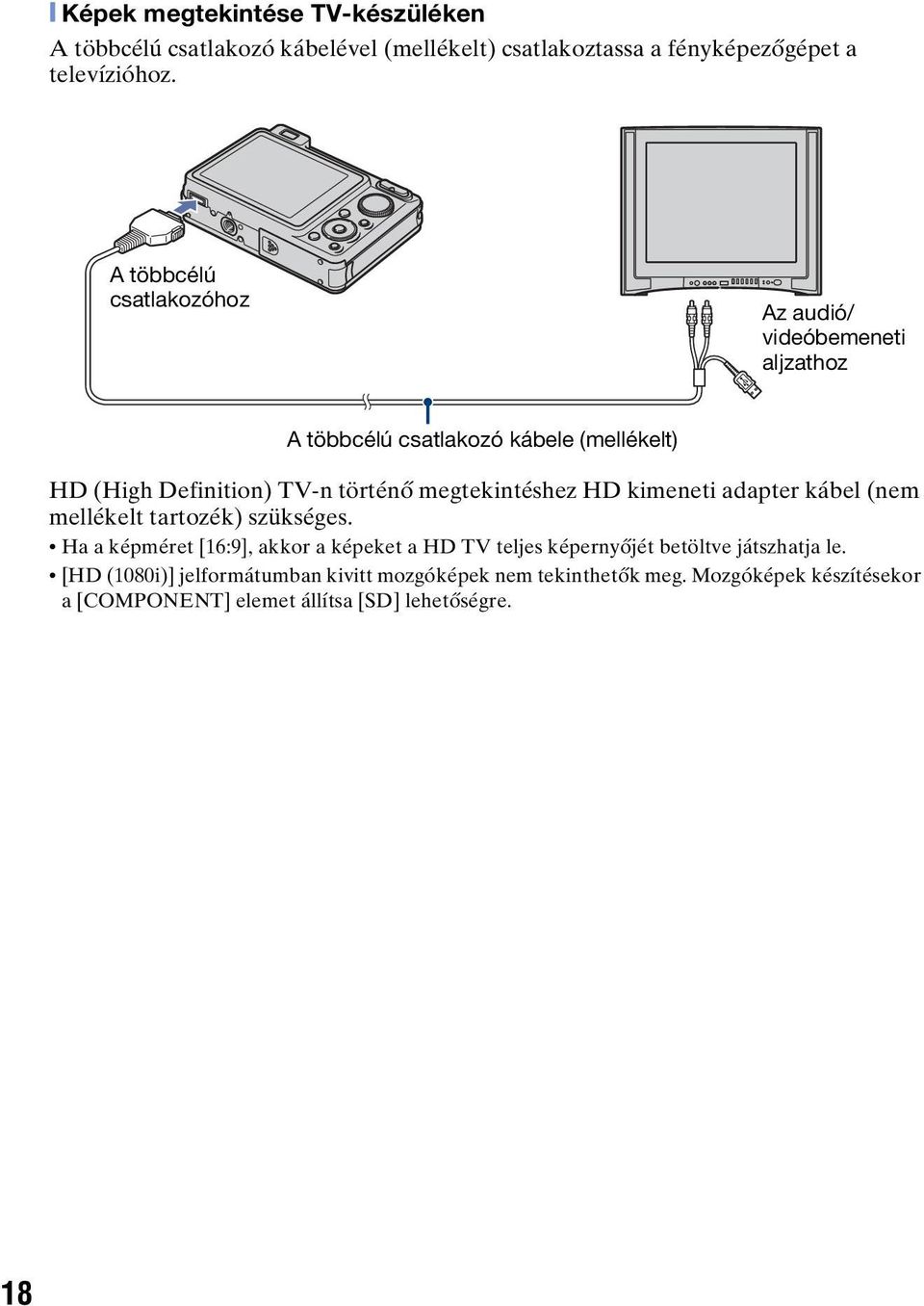 megtekintéshez HD kimeneti adapter kábel (nem mellékelt tartozék) szükséges.