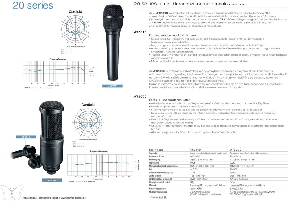 Ugyanaz a 16 mm-es, kistömegű membrán dolgozik benne, mint az elismert AT2020 merőleges tengelyű stúdiómikrofonban; az AT2010 kitűnik mindenhol, ahol tiszta, érthető énekhangra van szükség: szóló