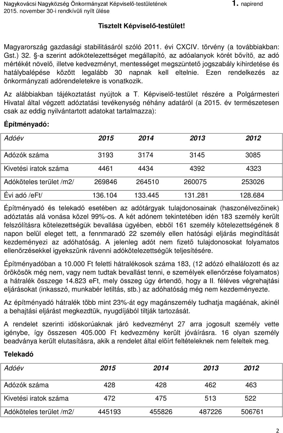 napnak kell eltelnie. Ezen rendelkezés az önkormányzati adórendeletekre is vonatkozik. Az alábbiakban tájékoztatást nyújtok a T.