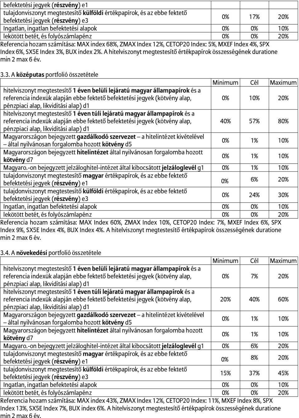 A hitelviszonyt megtestesítő értékpapírok összességének duratione min 2 max 6 év. 3.