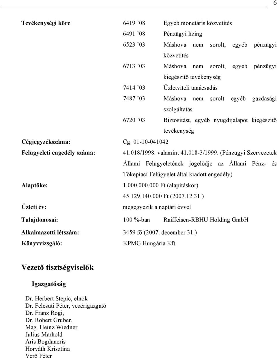 01-10-041042 Felügyeleti engedély száma: 41.018/1998. valamint 41.018-3/1999.