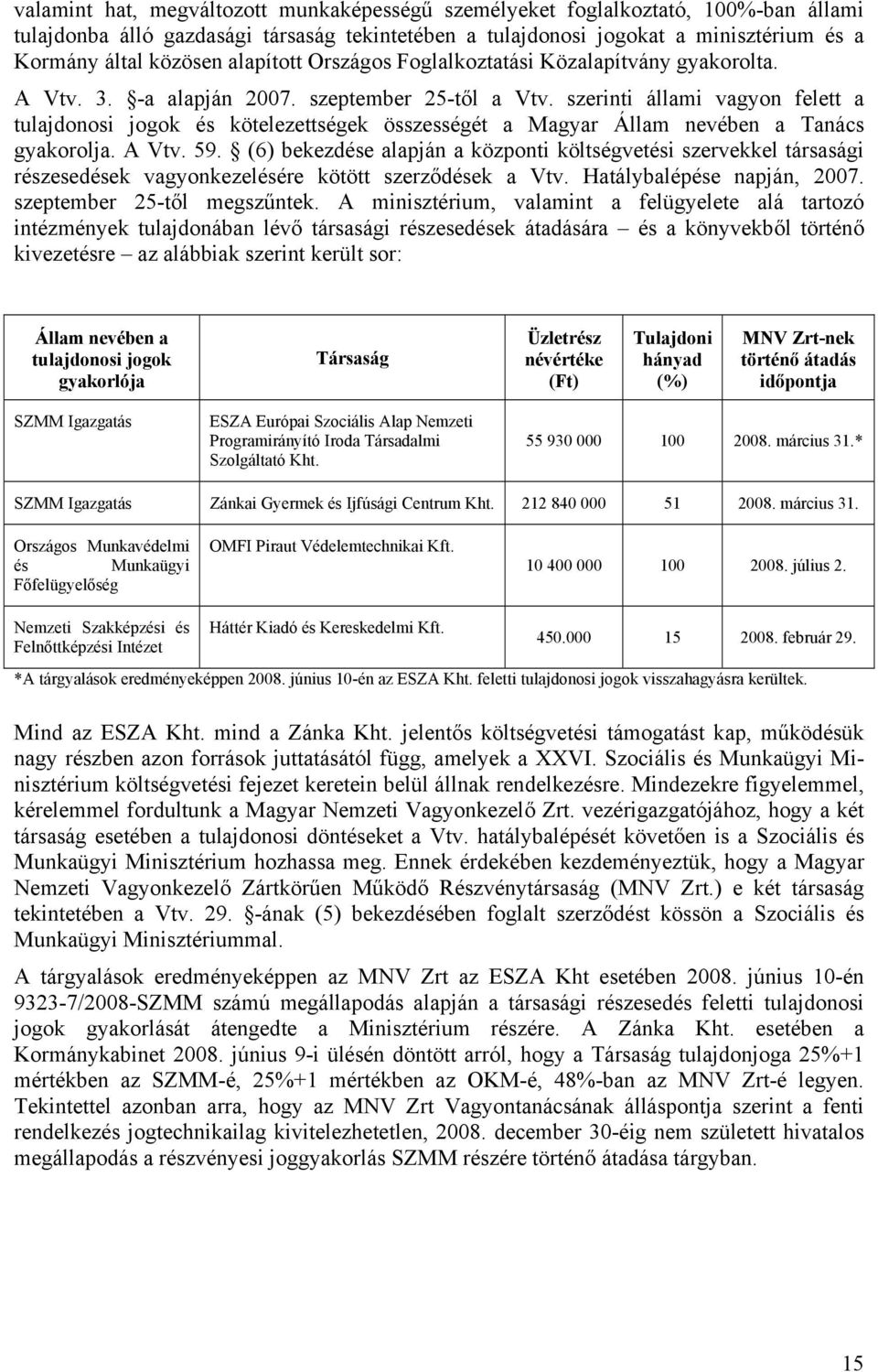 szerinti állami vagyon felett a tulajdonosi jogok és kötelezettségek összességét a Magyar Állam nevében a Tanács gyakorolja. A Vtv. 59.