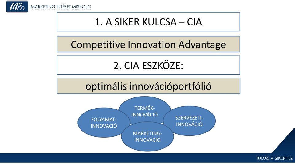 CIA ESZKÖZE: optimális innovációportfólió