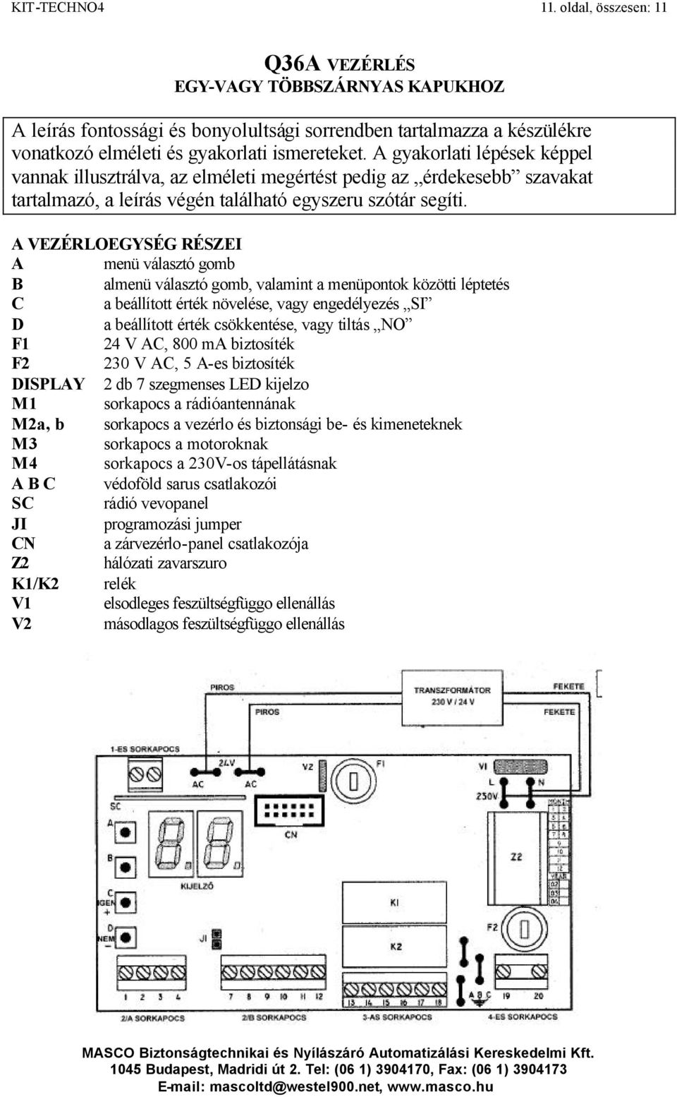 A VEZÉRLOEGYSÉG RÉSZEI A menü választó gomb B almenü választó gomb, valamint a menüpontok közötti léptetés C a beállított érték növelése, vagy engedélyezés SI D a beállított érték csökkentése, vagy