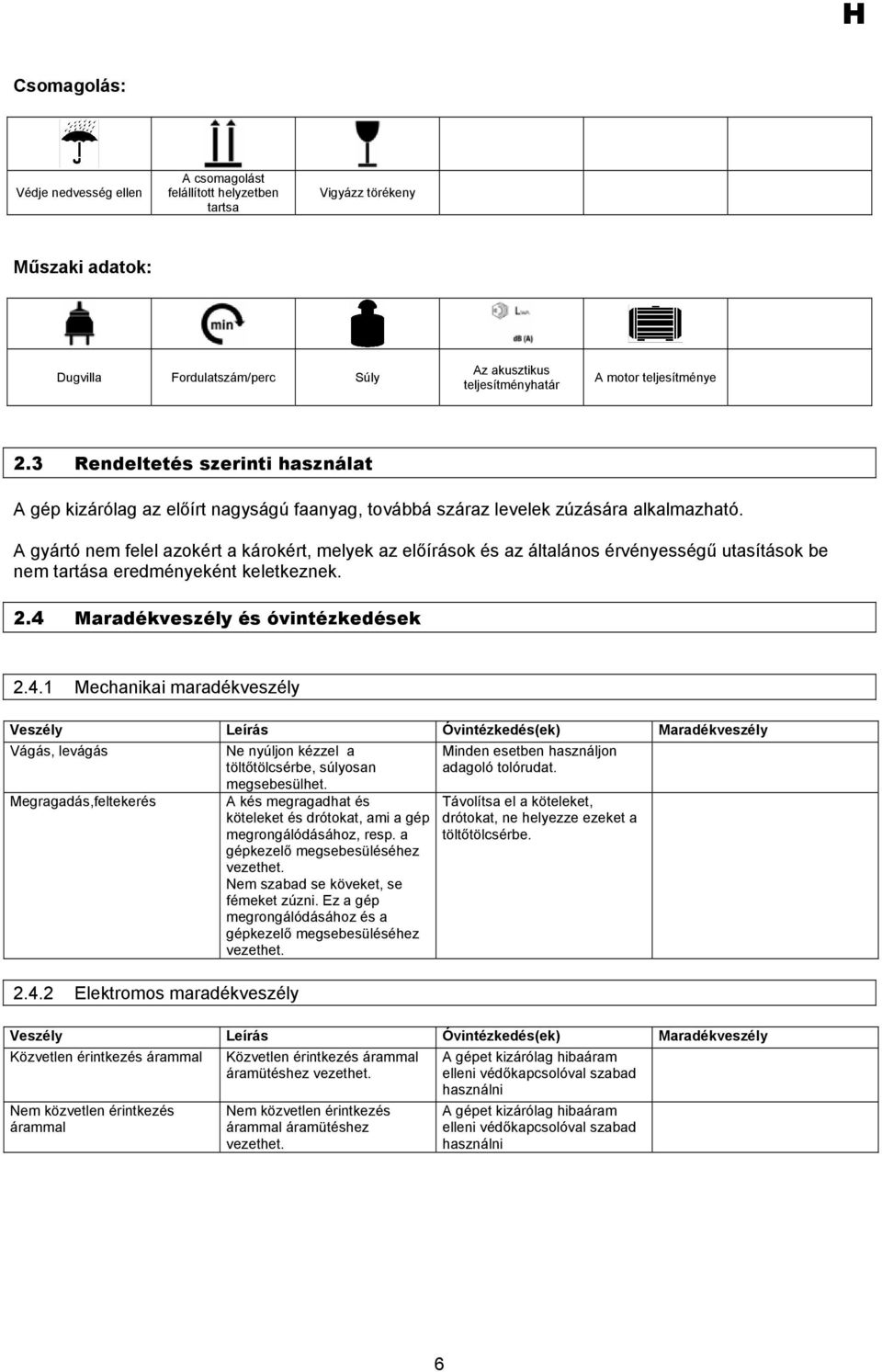 A gyártó nem felel azokért a károkért, melyek az előírások és az általános érvényességű utasítások be nem tartása eredményeként keletkeznek. 2.4 