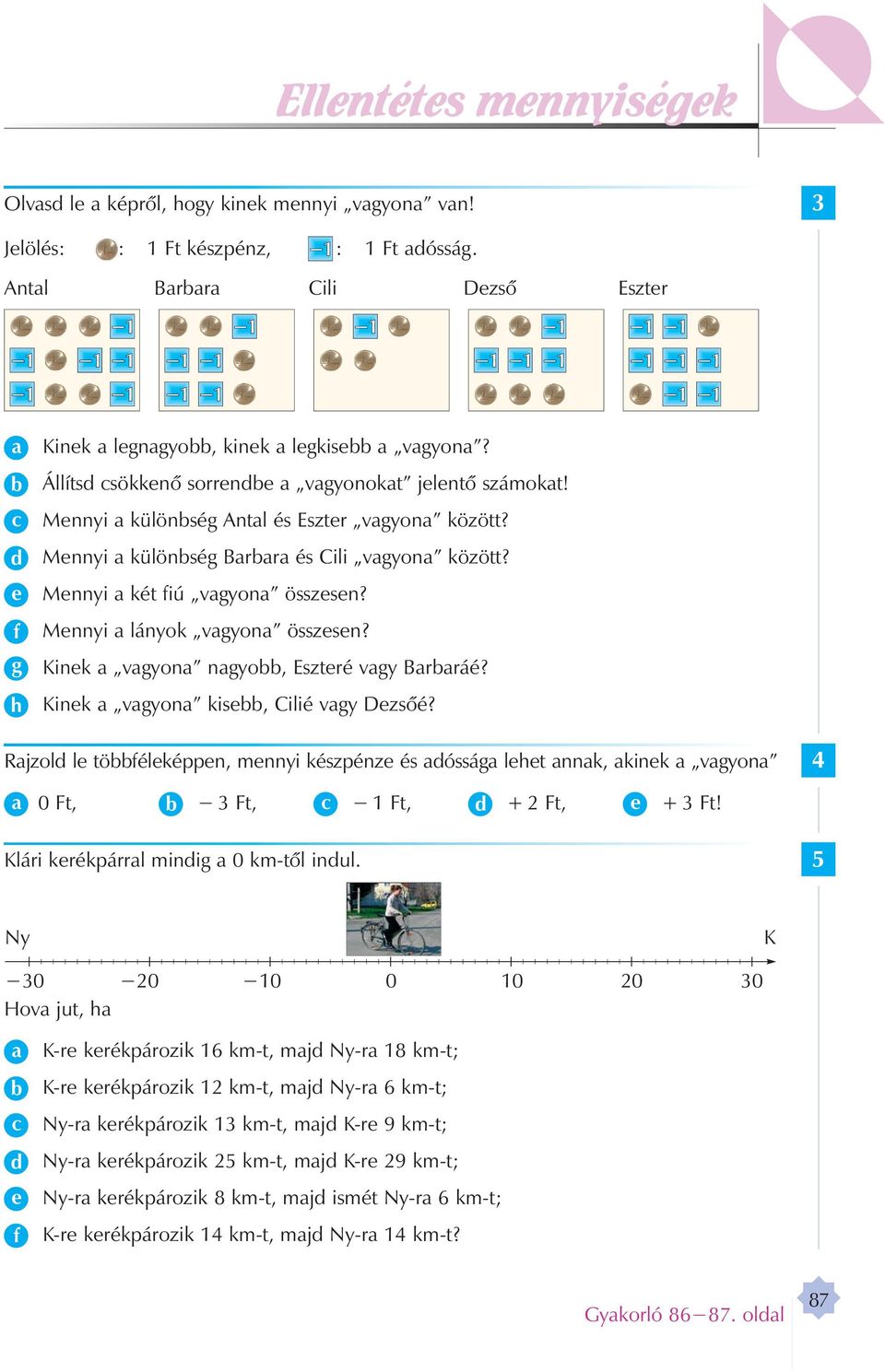 Kink vgyon kis, Cilié vgy Dzsôé? Rjzol l töélképpn, mnnyi készpénz és ósság lht nnk, kink vgyon 4 0 Ft, 3 Ft, Ft, + 2 Ft, + 3 Ft! Klári krékpárrl minig 0 km-től inul.