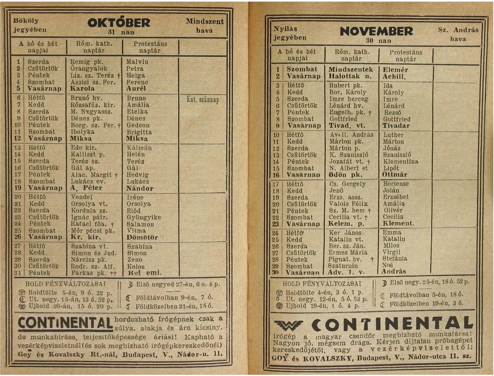 Etelka 9 Csütörtök Dénes pk. Dénes 10 Péntek Borg. sz. Fer. t Gedeon 11 Szombat bolyka Brigitta 12 Vasárnap Miksa Miksa 13 Hétfő Ede kir. Kálmán 14 Kedd Kalliszt p.