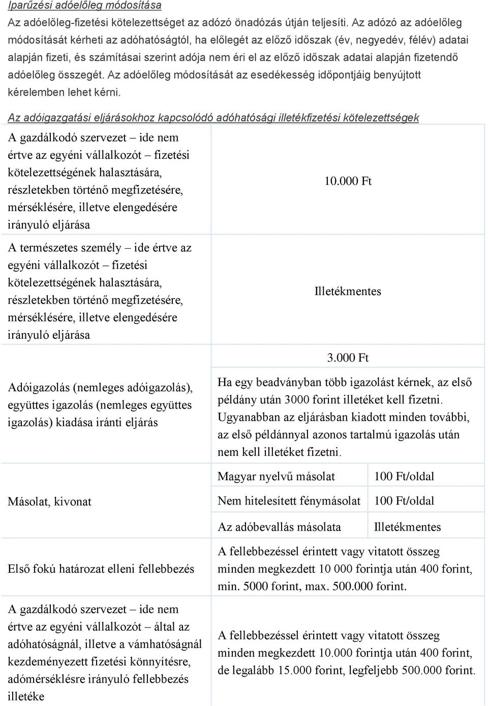 alapján fizetendő adóelőleg összegét. Az adóelőleg módosítását az esedékesség időpontjáig benyújtott kérelemben lehet kérni.